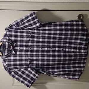 Apt 9xxl short sleeve button down shirt purple black white